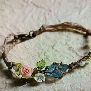 Department of Forestry Floral Bracelet with Blue and Pink Charms